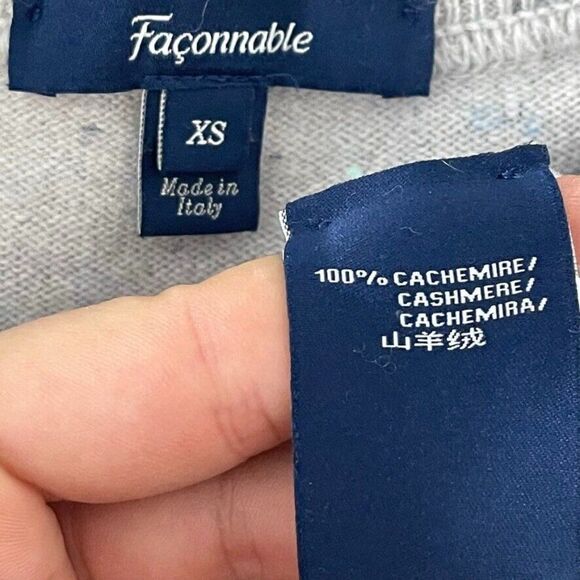 Faconnable Womens 100% Cashmere Light Blue Speckled Crewneck Italy Sweater Sz XS - Picture 2 of 7